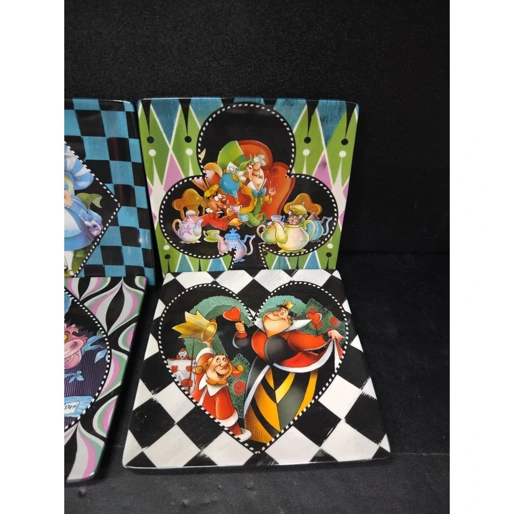 Alice in Wonderland Ceramic Plates, Set of 4 Disney Parks Collectible Dinnerware
